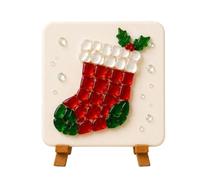 Kit d'art de Noël 2026 avec motifs festifs, socles en bois, verre tambré, projet de bricolage créatif pour adultes, adolescents, activité relaxante pour la période de l'Avent (D, 5 x 5