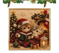 Kit d'art de perles DIY mignon chat saisonnier de Noël adapté aux débutants