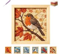 Kit d'art en tissu Kinusaiga sans couture de qualité supérieure, oiseau | Kit de couture créatif pour adultes - Un projet artisanal relaxant fait à la main en tissu. Parfait pour se détendre, offrir