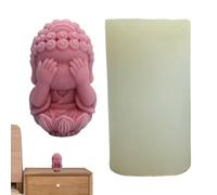Kit d'artisanat en résine - Moule à bougie de Bouddha 3D, moule en silicone 3D recyclable | N'écoutez pas, ne parlez pas et . Kit artisanal en résine pour fabriquer des bougies.