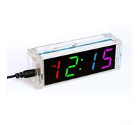 Kit d'assemblage d'horloge numérique avec écran LED coloré, projet de soudure à faire soi-même, alimentation USB, compact pour apprentissage des STEM, adolescents et adultes, 11,5 x 3,2 x 4 cm (coloré