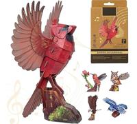 Kit d'assemblage d'oiseaux, Puzzle modèle 3D d'oiseau à Faire soi-même avec Son d'appel, Kits de modèles d'animaux en Papier Kraft, Jouets d'assemblage pour Adultes et Adolescents (Cardinal)