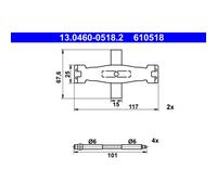 Kit d'assemblage, plaquette de frein ATE 13.0460-0518.2
