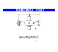 Kit d'assemblage, plaquette de frein ATE 13.0460-0522.2