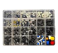 Kit d'assortiment de 460 boutons poussoirs tactiles à 24 valeurs, micro-interrupteurs momentanés SMD for télécommande voiture avec boîtier