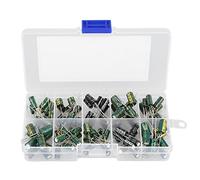 Kit d'assortiment de condensateurs électrolytiques, 100pcs Condensateurs radiaux de qualité audio pour projets de circuit audio DIY 10 valeurs 10v 63V 10uf 470uf Box de stockage