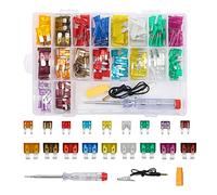 Kit d'assortiment de fusibles automatiques 180 pièces, avec testeur et extracteur, fusible remplacement automatique Type lame, petit, moyen Mini(Aluminum)