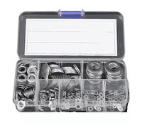Kit d'assortiment de rondelles plates Ensembles de rondelles plates en acier inoxydable M2-M16, métalliques, joints toriques, plats unis, attaches, Kits d'assortiment matériel(360Pcs with box)