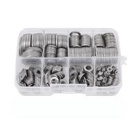 Kit d'assortiment de rondelles plates Ensembles de rondelles plates en acier inoxydable M2-M16, métalliques, joints toriques, plats unis, attaches, Kits d'assortiment matériel(180Pcs with box)
