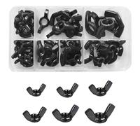 Kit d'assortiment d'écrou d'aile de papillon noir de 64 pièces | Pièces à vis à main en acier au carbone M10/M8/M6/M5/M4/M3 pour les éléments de fixation