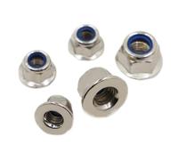 Kit d'assortiment d'écrous de blocage, M3 M4 M5 M6 M8 en acier nickelé, insert nylon fileté métrique, écrous à bride hexagonale, écrou verrouillage autobloquant, roue(M5 10pcs)