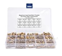 Kit d'assortiment d'écrous moletés 460 pièces, inserts filetés en laiton, écrous à encastrer à filetage femelle M2 M3 M4 M5 de différentes tailles, matériau en laiton pour