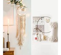 Kit d'attrape-rêves macramé - Fil coton pour macramé et bricolage - Accessoires pour artisanat et décoration macramé - Tenture murale - Attrape-rêves chouette lune