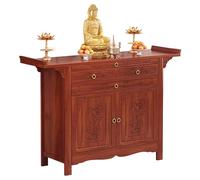 Kit d'autel de sanctuaire bouddhiste, table Mandir Puja d'intérieur, bureau de prière personnel avec rangement et étagère statue de Bouddha pour la maison