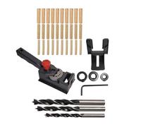 Kit d'auto-centrage pour le travail du bois - Largeur réglable pour trous droits avec 3 bagues de perçage et 3 forets (1/4", 3/8", 5/16"), outils de menuiserie VGy503 (noir, 20 x 8 x 6,4 cm)