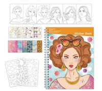 Kit d'autocollants de peinture pour habillage - Livre de mode fille adapté pour dessiner, créer, colorier et concevoir, développer la motricité fine des mains