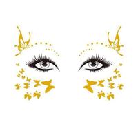 Kit d'autocollants faciaux - Autocollants de tatouage d'estampage à chaud imperméables pour les festivals de musique européens et américains, autocollants temporaires pour mascarade et fournitures de