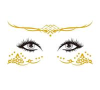 Kit d'autocollants faciaux - Autocollants de tatouage d'estampage à chaud imperméables pour les festivals de musique européens et américains, autocollants temporaires pour mascarade et fournitures de