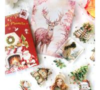 Kit d'autocollants pour accessoires de scrapbooking - Autocollants esthétiques - Livre de 20 feuilles - Autocollants décoratifs pour journal bullet - Autocollants pour albums DIY (Série Noël 4)