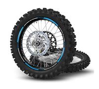 Kit d'autocollants universels pour jantes de motocross et enduro, roues de 18" 19" 21" pouces, compatibles avec KTM, Honda, Beta, Husqvarna, Suzuki, Kawasaki, Fantic, GasGas Racing (Ciel)