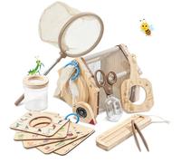 Kit d'aventure en bois pour enfants, attrape-insectes avec filet de capture papillons, loupe à gobelet et boîte d'observation, jouet d'extérieur pour explorateurs de la nature, cadeau pour garçons et