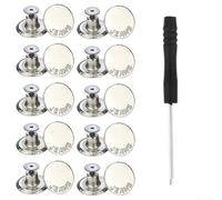 Kit de 10 boutons de rechange en métal pour réparation facile sur jeans, pantalons et vestes (F)