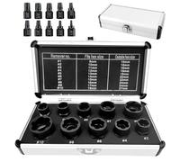 Kit de 10 extracteurs d'écrous : WIYETY Jeu d'extracteurs de vis à profil hélicoïdal Jeu de clés à douille Extracteur de boulons pour enlever les écrous et boulons endommagés et rouillés (9-19 mm)