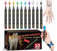 Kit De 10 Marqueurs Tatouages Temporaires,Lavables Halloween,Body Art RéSistants à L'Eau,Pour Enfants,Adolescents Et Adultes,Pour FêTes,Carnavals Et Festivals