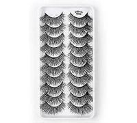 Kit De 10 Paires De Faux Cils, Faux Cils 3d, Cils Naturels Longs Et Duveteux, Faux Cils À Bande Souple Réutilisables Faits À La Main, Maquillage Noir De Luxe