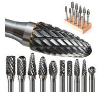 Kit de 10 Pcs Fraises Rotatives en Carbure de Tungstène Double Coupe Tige de 6mm pour Perceuse Electrique Bois Acier Métal Polissage Gravure et Perçage