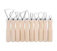 Kit de 10 Pièces d'Outils de Sculpture en Céramique, Ensemble d'Outils de Modelage pour Poterie et Argile, Accessoires de Modelage Créatif avec Mèches en Acier Inoxydable et Manc