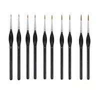 Kit de 10 Pinceaux de Peinture de Précision pour Figurines et Maquettes - 5 Tailles (1,1 cm à 2,0 cm) - Nylon Synthétique - Idéal pour Acrylique, Huile, Aquarelle, Nail Art et Peinture par Numéro