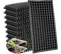 Kit de 10 plateaux de démarrage de plantes 200 cellules avec trous de drainage, plateaux de culture en plastique pour la propagation du jardin et le développement des racines