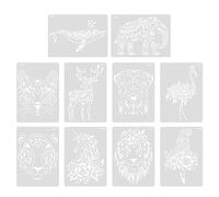 Kit de 10 Pochoirs pour Peinture, modèles Animaliers, Pochoirs d'Art de Peinture, Lavable pour DIY Scrapbooking, Customisation d'Album Photo, Art sur Toile