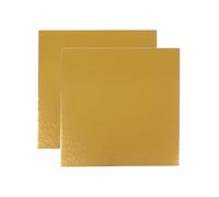 Kit de 10 Supports à Gâteaux Carrés | 20 x 20 cm | Carton Réversible Doré | Socle Gâteau Parfaites pour Pâtisserie, Tarte et Biscuits | Fabriqués en Europe | 1 mm d'épaisseur | Couleur Or