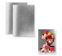 Kit de 10 Supports à Gâteaux Rectangulaires | 35x25 cm | Carton Réversible | Plateau pour présenter Pâtisserie, Layer our Number cakes | Fabriqués en Europe | 1 mm d'épaisseur | Argent