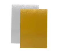 Kit de 10 Supports à Gâteaux Rectangulaires | 35x25 cm | Carton Réversible | Plateau pour présenter Pâtisserie, Layer our Number cakes | Fabriqués en Europe | 1 mm d'épaisseur | Doré et Argent