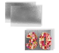 Kit de 10 Supports à Gâteaux Rectangulaires | 40x30 cm | Carton Réversible | Plateau pour présenter Pâtisserie, Layer our Number cakes | Fabriqués en Europe | 1 mm d'épaisseur | Argent