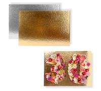 Kit de 10 Supports à Gâteaux Rectangulaires | 40x30 cm | Carton Réversible | Plateau pour présenter Pâtisserie, Layer our Number cakes | Fabriqués en Europe | 1 mm d'épaisseur | Doré et Argent