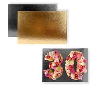Kit de 10 Supports à Gâteaux Rectangulaires | 40x60 cm | Carton Réversible | Plateau pour présenter Pâtisserie, Layer our Number cakes | Fabriqués en Europe | 1 mm d'épaisseur | Noir et Doré