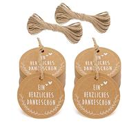 Kit de 100 pendentifs cadeaux ronds grand merci 5cm avec cordon de jute 20m étiquettes pour invités faveurs décorations de mariage bricolage