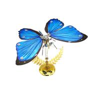 Kit de 100 pièces de puzzle 3D en métal avec ailes réglables, style Steampunk mécanique bleu avec ailes réglables, décoration artistique créative de bureau unique, cadeau pour adultes
