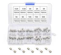 Kit de 100pcs Fusible en Verre, 5 x 20MM Ensemble de tube Fast-blow Fusibles 0,2~20A pour Électroménager, Instrument, Jouets