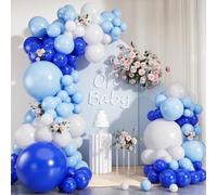 Kit de 103 guirlandes de ballons bleus et blancs - 45,7/30,5/25,4/25,4/12,7 cm, bleu clair royal et blanc, arche de ballons pour remise de diplôme 2026, fête prénatale, anniversaire, fête des pères