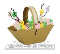 Kit de 10pcs Pâques Matrices de Découpe Scrapbooking Dies Cutting Panier Lapin Poussin Carotte Oeufs Fleur Pochoirs Ensemble de Matrices Album DIY Décoration pour Artisanat Fête Mariage Anniversaire