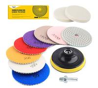 Kit de 11 disques de polissage diamantés humide/sec pour granit, pierre, béton, marbre, disque de meulage 10,2 cm pour polisseuse et meuleuse, grains mixtes 50, 100, 200, 500, 800, 1500, 3000, 6000