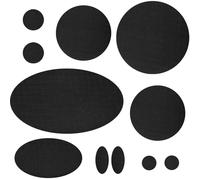 Kit de 11 patchs de réparation pour doudounes, doudounes, doudounes, correctifs de réparation noirs, ronds et ovales en tissu noir pour manteaux, vêtements, tente, sac de couchage, vêtements de ski