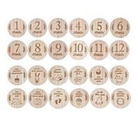 Kit de 12 cartes étapes pour bébé en bois - Mois par mois et recto verso - D 9 cm G