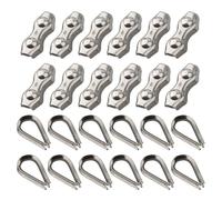 Kit de 12 clips de câble en acier inoxydable pour colliers de serrage duplex et dés à coudre M2/304, matériau pour fixation de corde dans la marine et la construction (M5)
