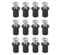 Kit de 12 écrous ondulés en caoutchouc avec vis M5 M6 en acier inoxydable pour kayak, canoë, bateau, matériel marin, inserts de bague d'amortissement des vibrations, noir et argenté